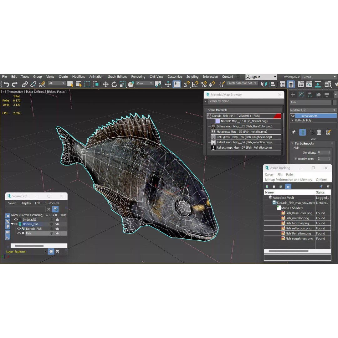 Dorada Fish 3D Model – High Quality PBR Marine Asset, FBX - View 15