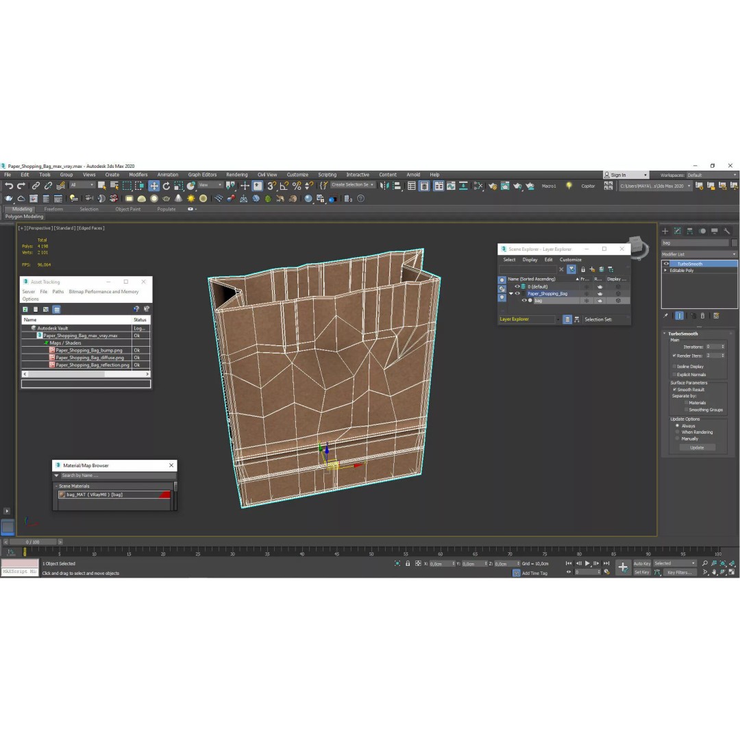 Kraft Paper Shopping Bag 3D Model – High Quality Food Packaging Asset, FBX - View 15