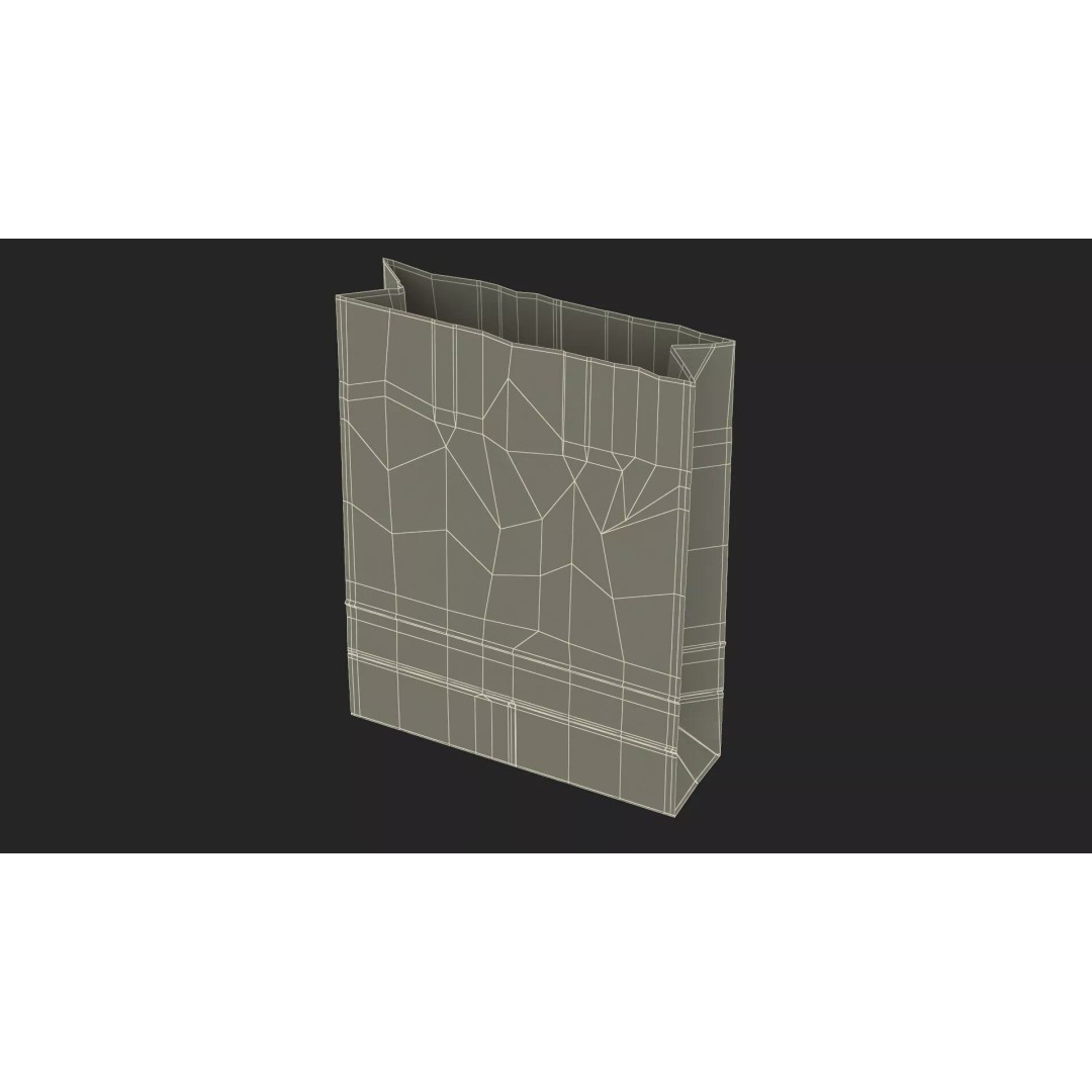 Kraft Paper Shopping Bag 3D Model – High Quality Food Packaging Asset, FBX - View 16