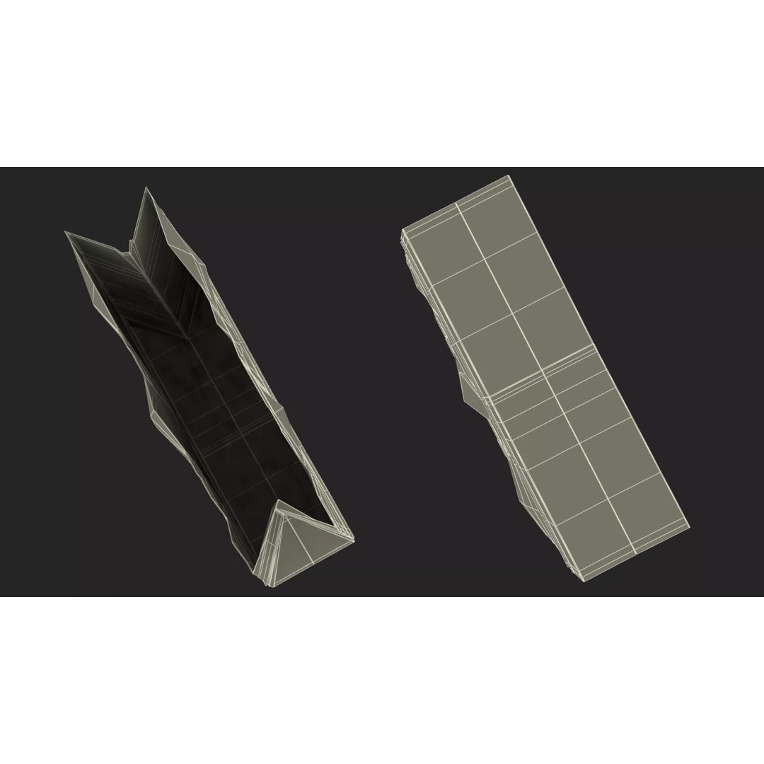 Kraft Paper Shopping Bag 3D Model – High Quality Food Packaging Asset, FBX - View 17