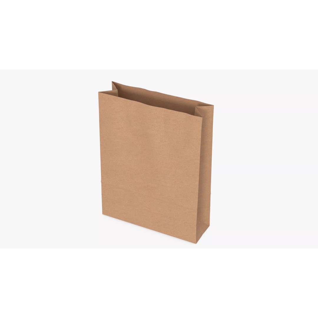 Kraft Paper Shopping Bag 3D Model – High Quality Food Packaging Asset, FBX - View 2