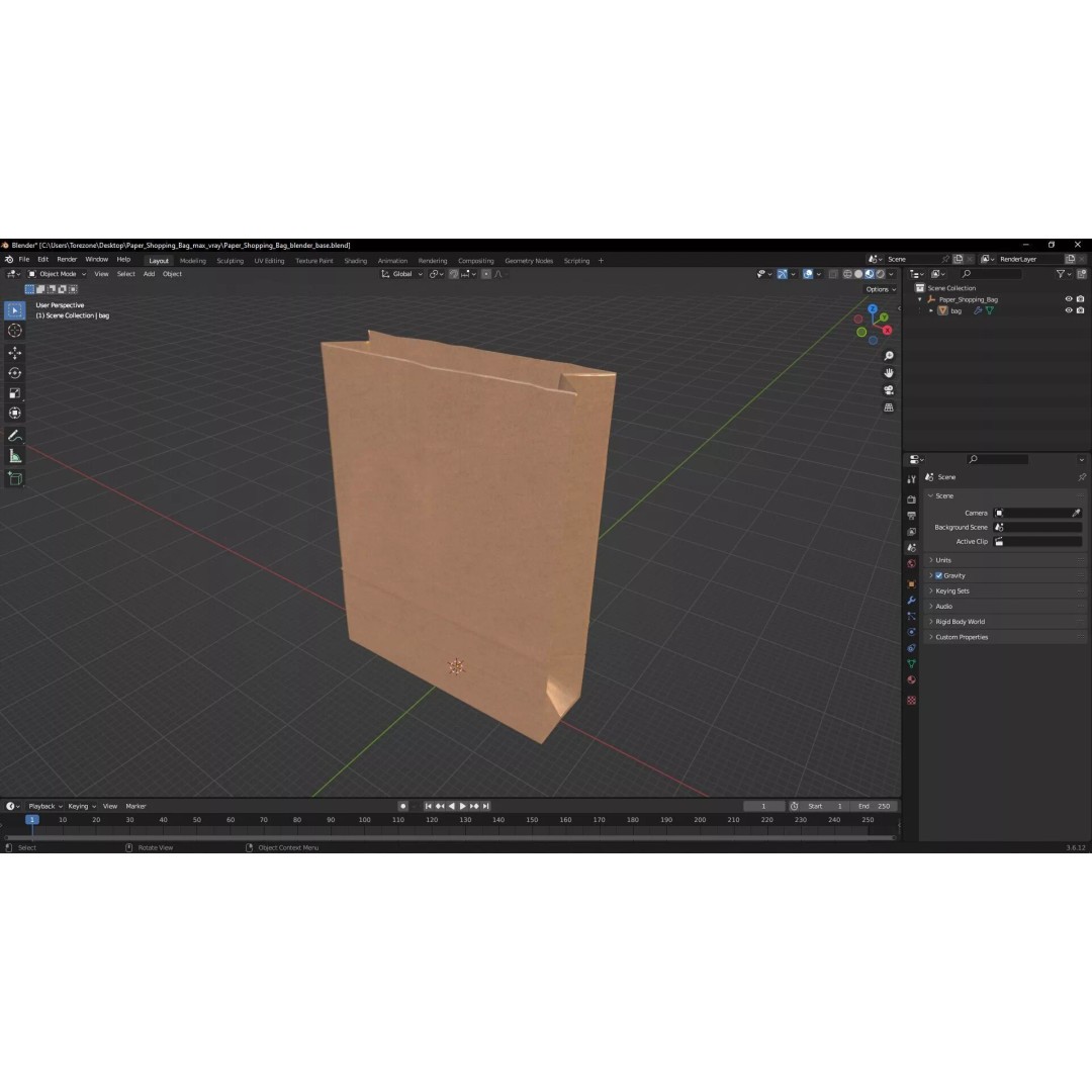 Kraft Paper Shopping Bag 3D Model – High Quality Food Packaging Asset, FBX - View 21
