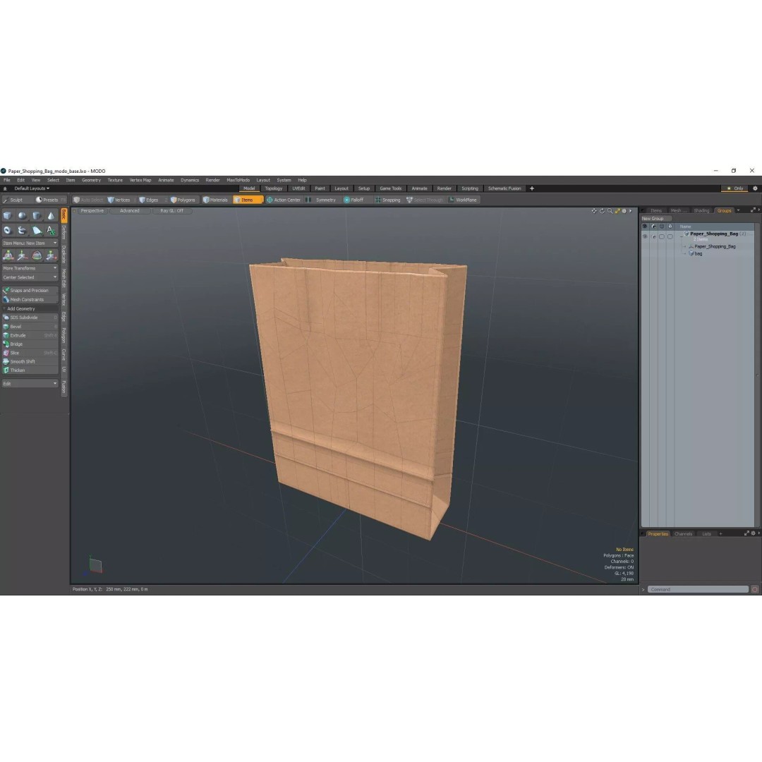 Kraft Paper Shopping Bag 3D Model – High Quality Food Packaging Asset, FBX - View 22