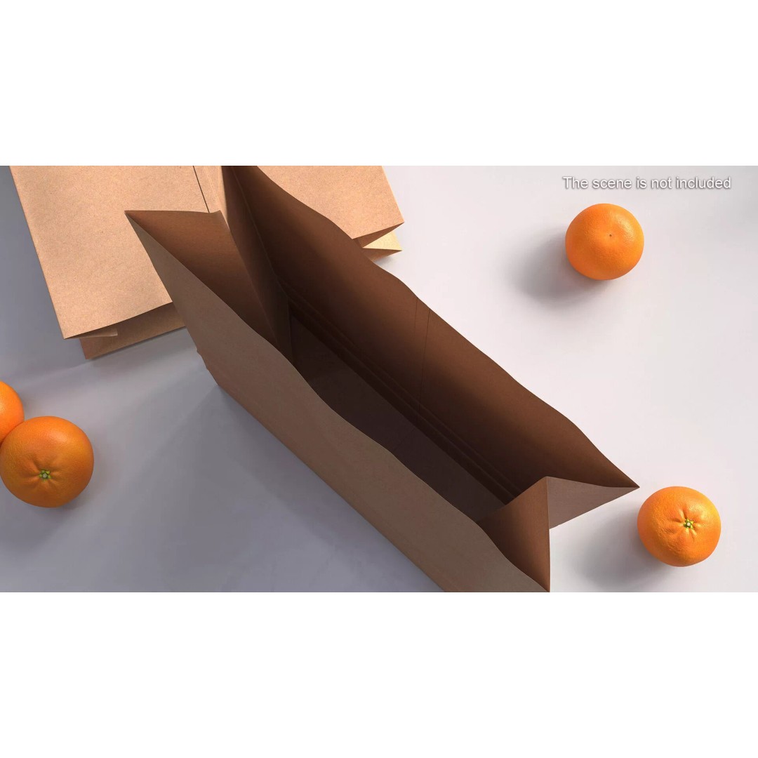Kraft Paper Shopping Bag 3D Model – High Quality Food Packaging Asset, FBX - View 4