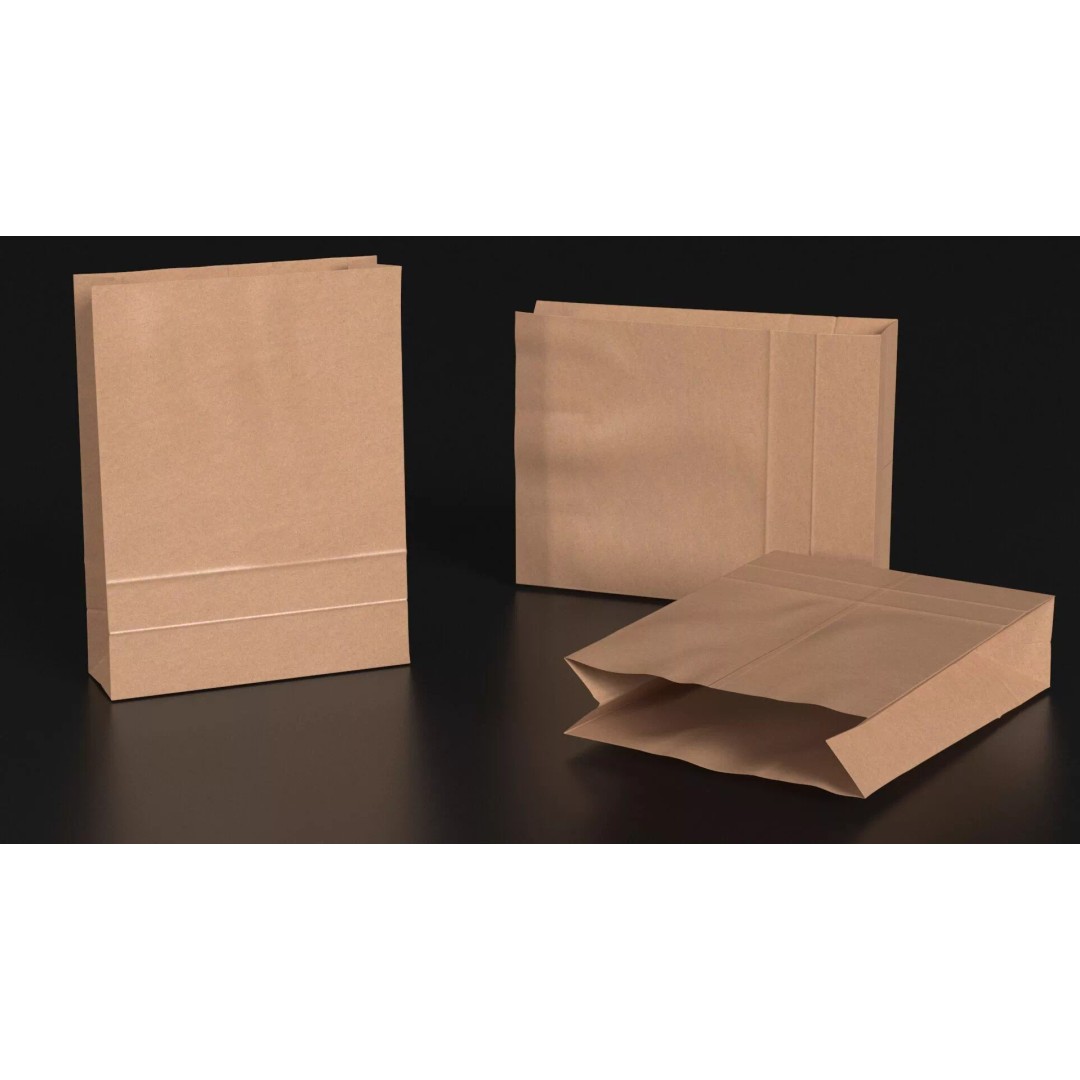 Kraft Paper Shopping Bag 3D Model – High Quality Food Packaging Asset, FBX - View 5