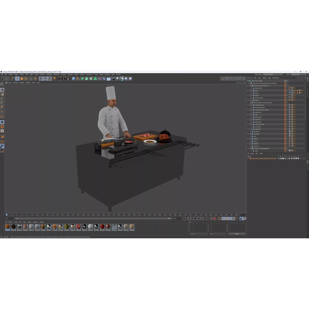 Chef 3D Model – High Poly Character with Cooking Station, FBX