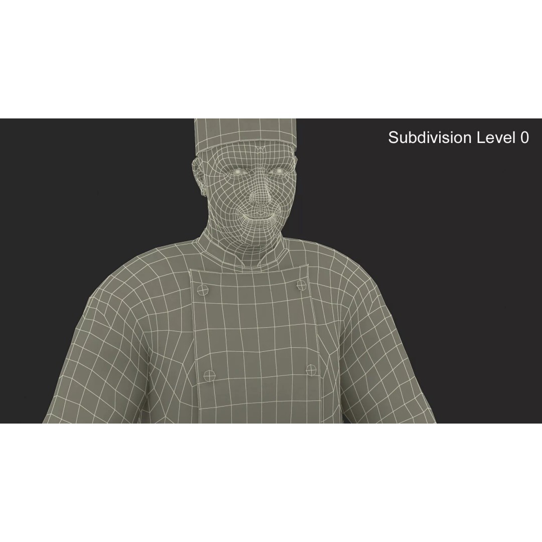 Chef 3D Model – High Poly Character with Cooking Station, FBX - View 12