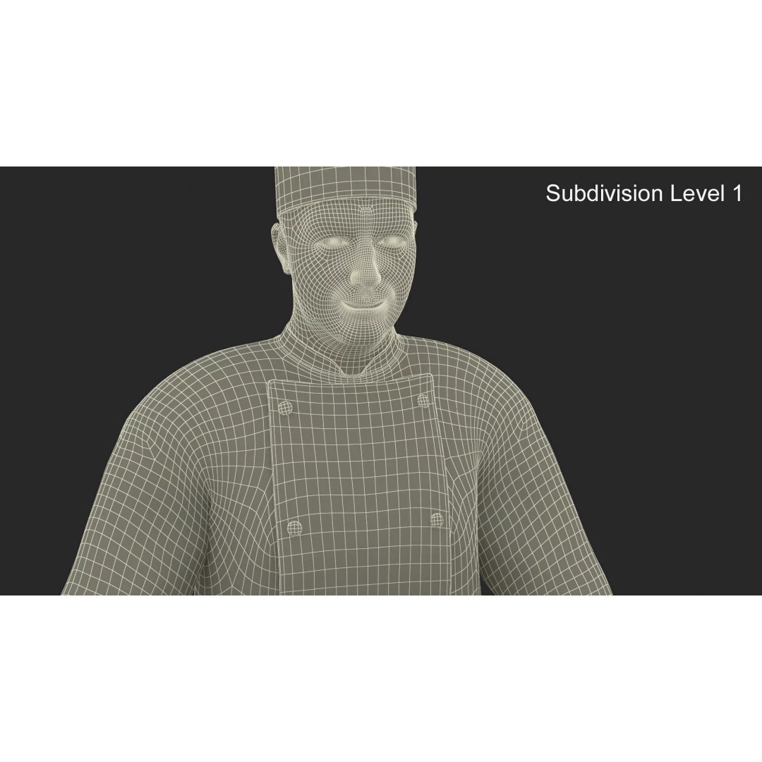 Chef 3D Model – High Poly Character with Cooking Station, FBX - View 13
