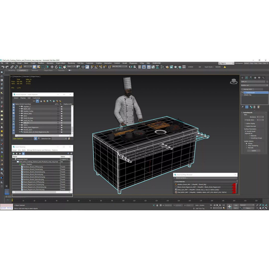 Chef 3D Model – High Poly Character with Cooking Station, FBX - View 16