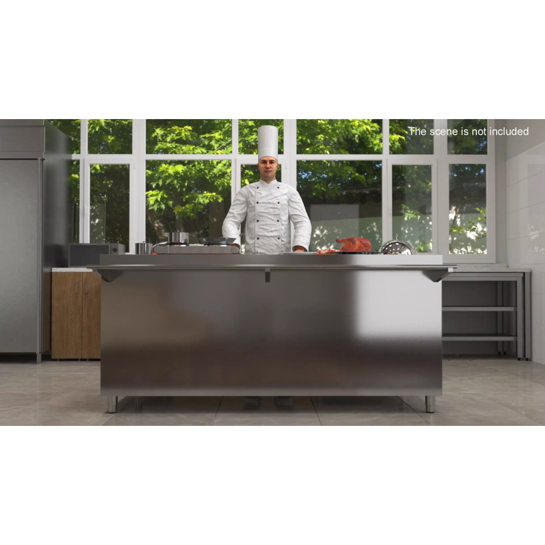 Chef 3D Model – High Poly Character with Cooking Station, FBX - View 3
