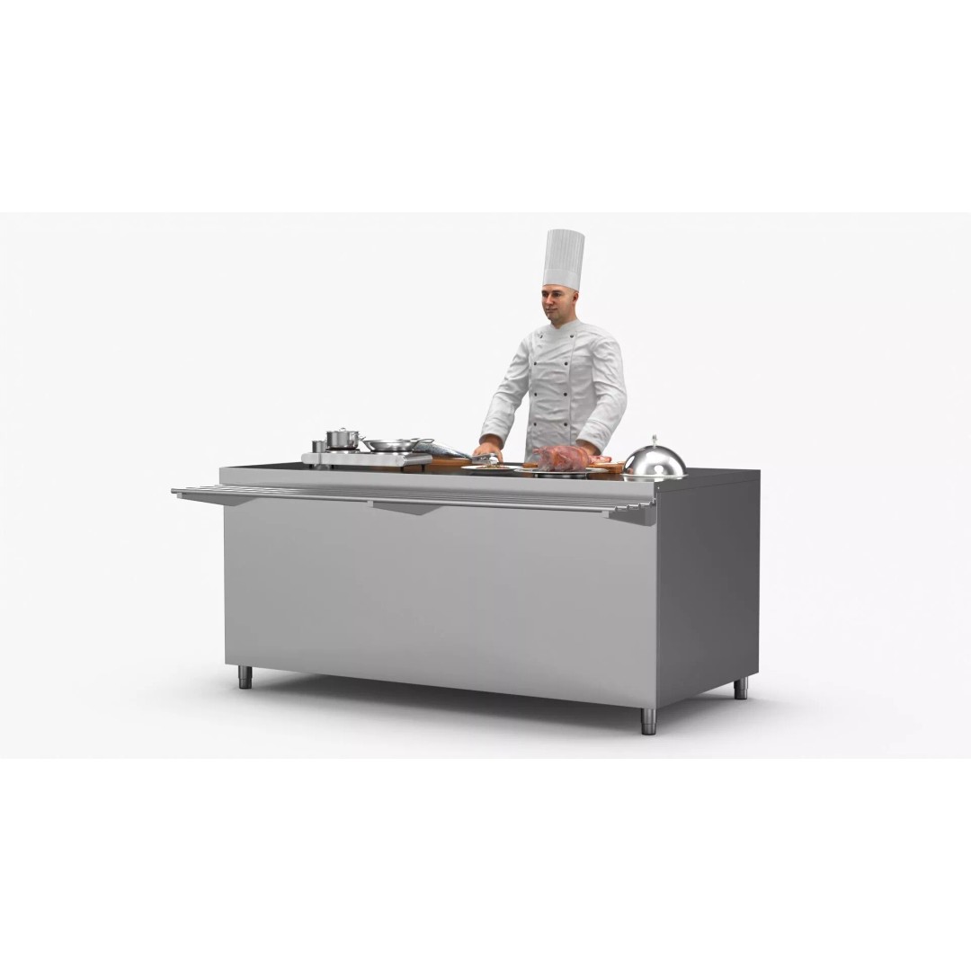 Chef 3D Model – High Poly Character with Cooking Station, FBX - View 7