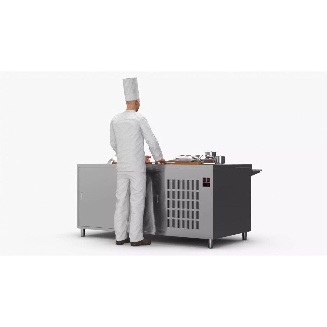 Chef 3D Model – High Poly Character with Cooking Station, FBX - View 8