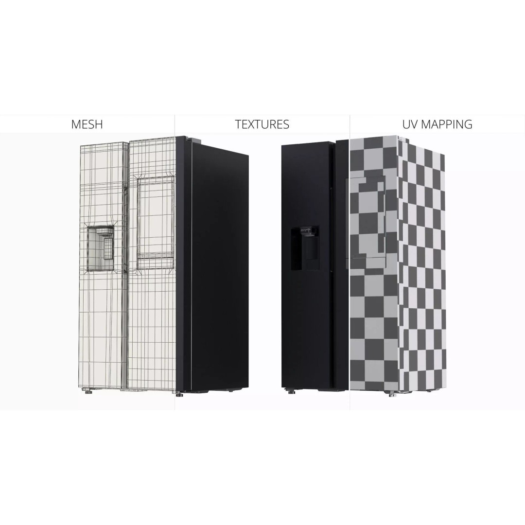Smart Kitchen Refrigerator 3D Model – Modern Dual-Door Design, PBR - View 13