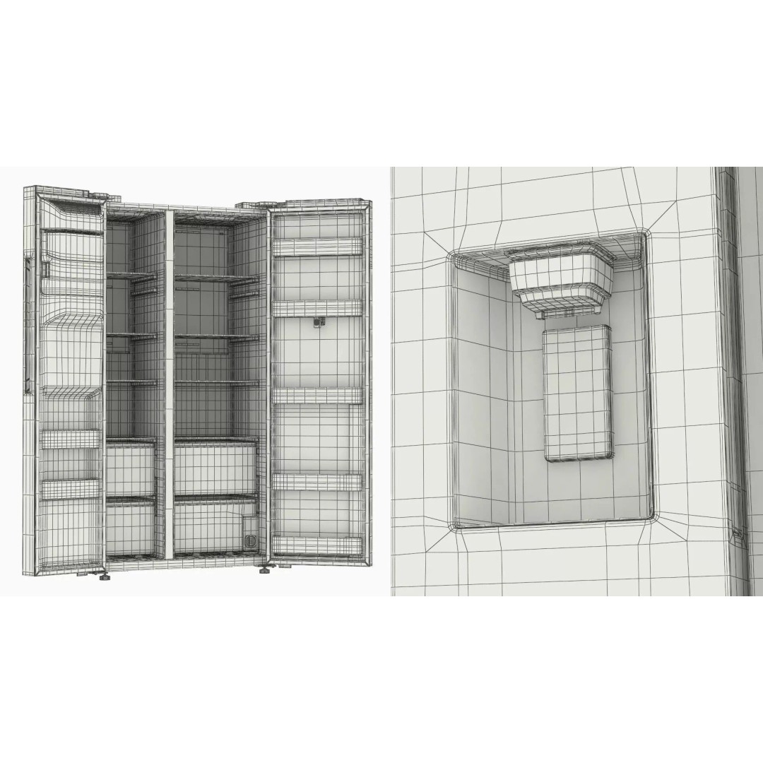 Smart Kitchen Refrigerator 3D Model – Modern Dual-Door Design, PBR - View 16