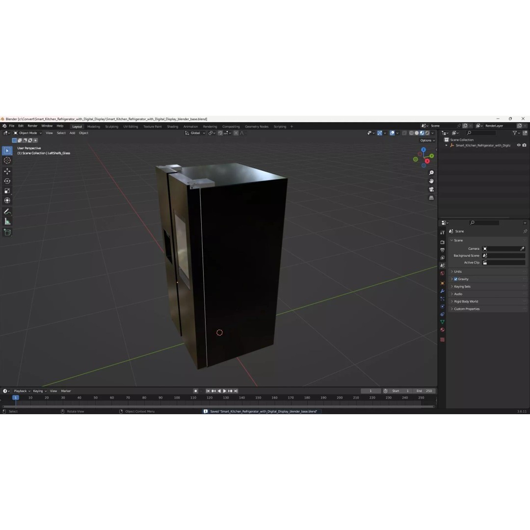 Smart Kitchen Refrigerator 3D Model – Modern Dual-Door Design, PBR - View 20