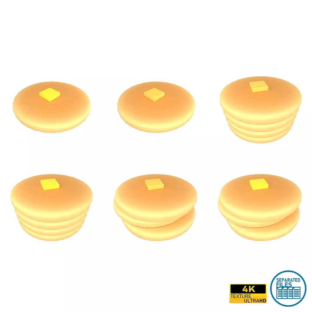 Pancake 3D Model – Low Poly Game Asset with PBR Textures - View 2