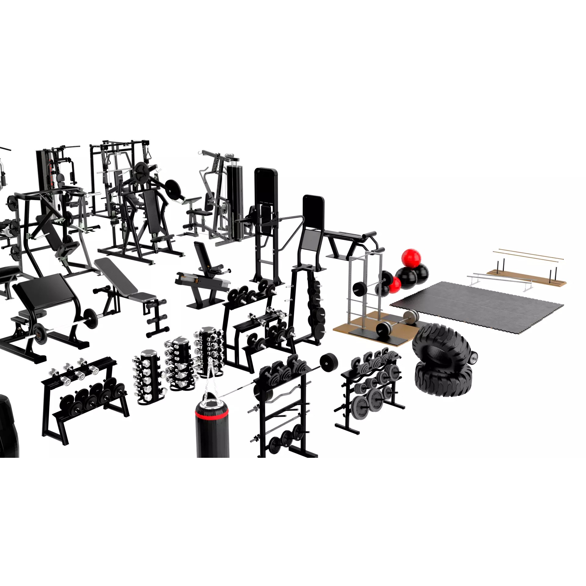 Ultimate Gym Equipment Mega Pack - Low-Poly Game-Ready 3D Model - View 4