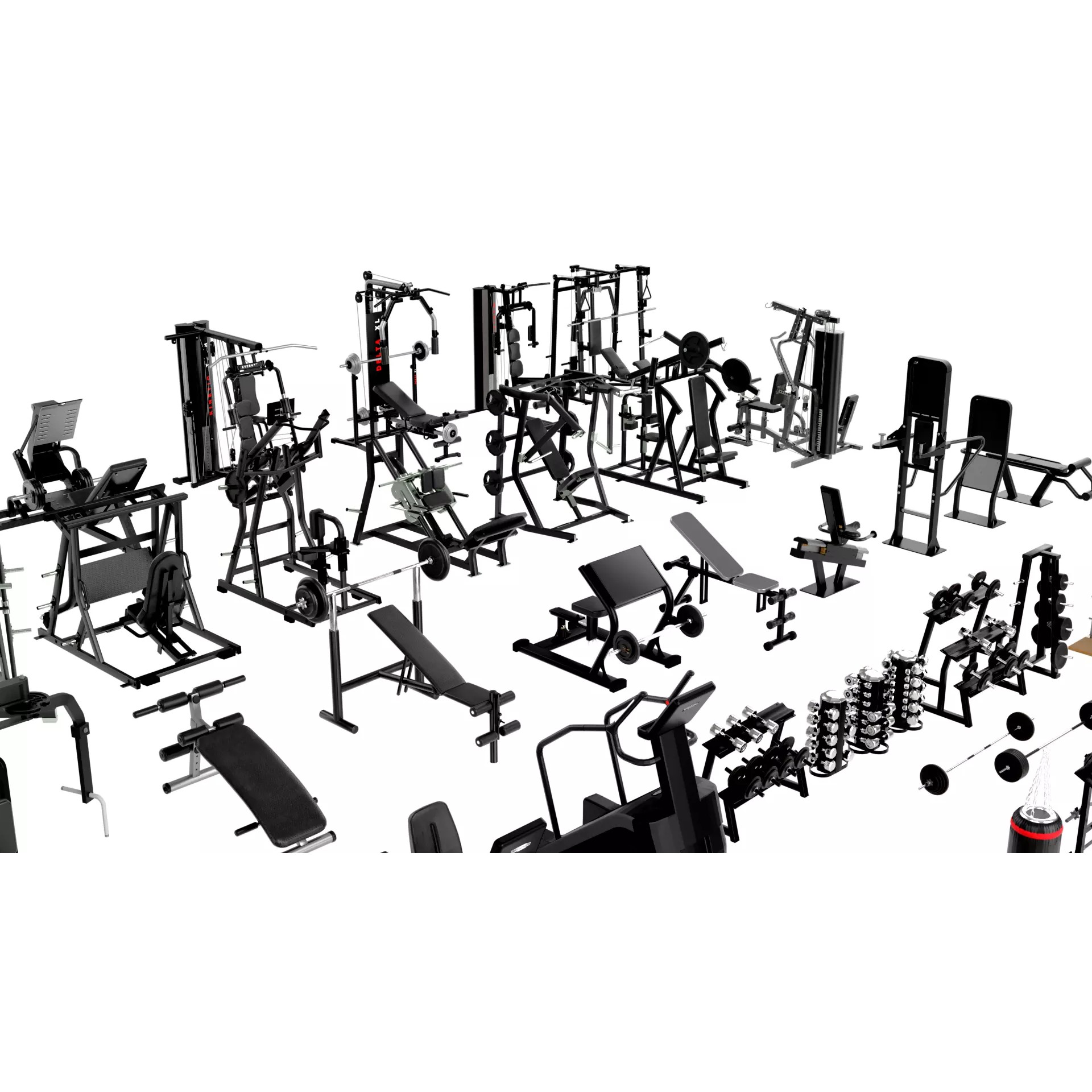 Ultimate Gym Equipment Mega Pack - Low-Poly Game-Ready 3D Model - View 5
