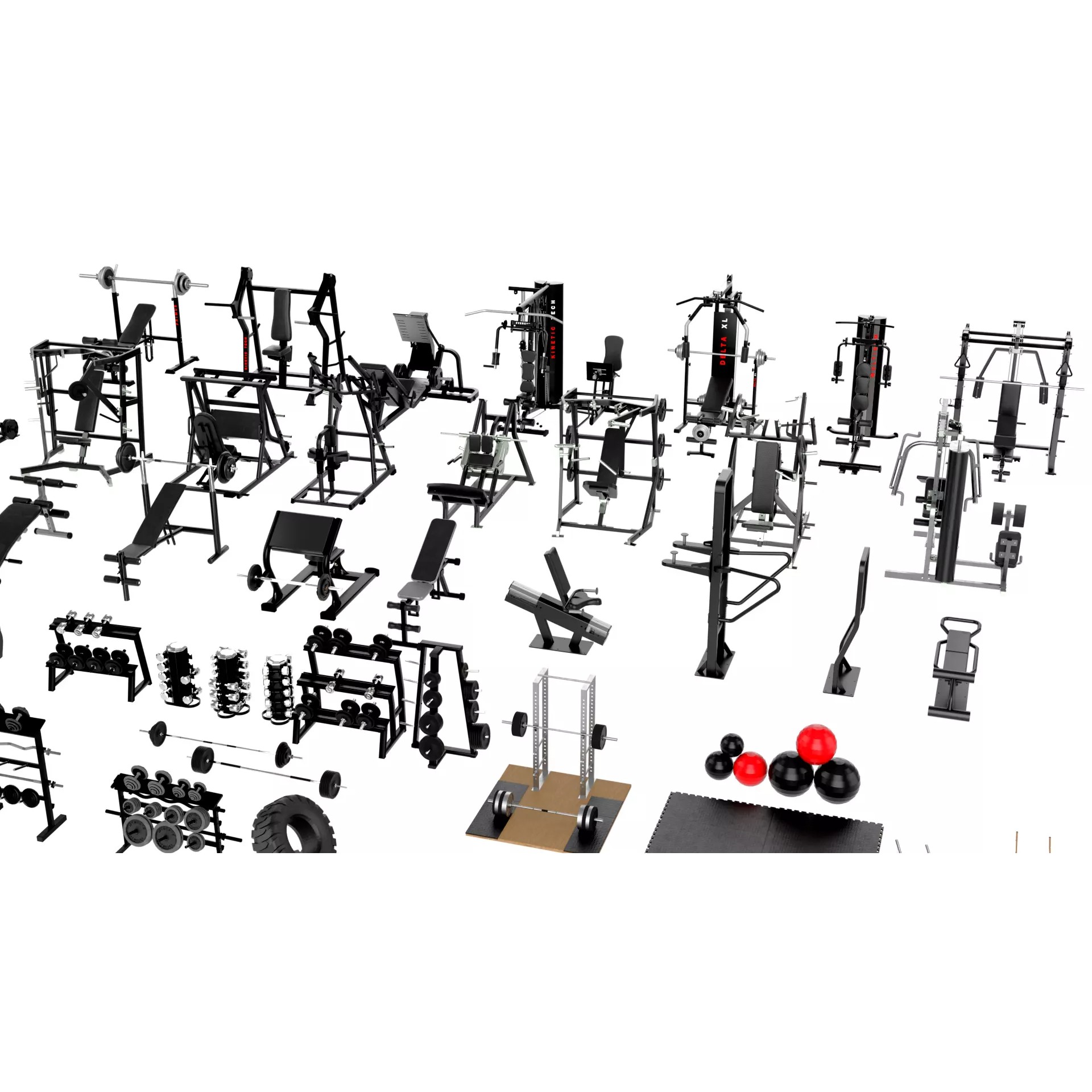 Ultimate Gym Equipment Mega Pack - Low-Poly Game-Ready 3D Model - View 9