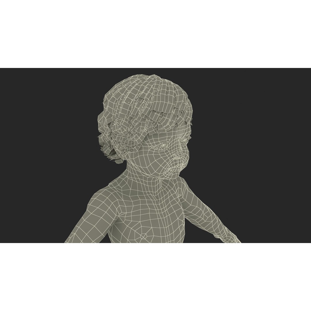 Boy Aged 1 Year in Diaper A-Pose 3D Model – High-Quality Character Asset, PBR