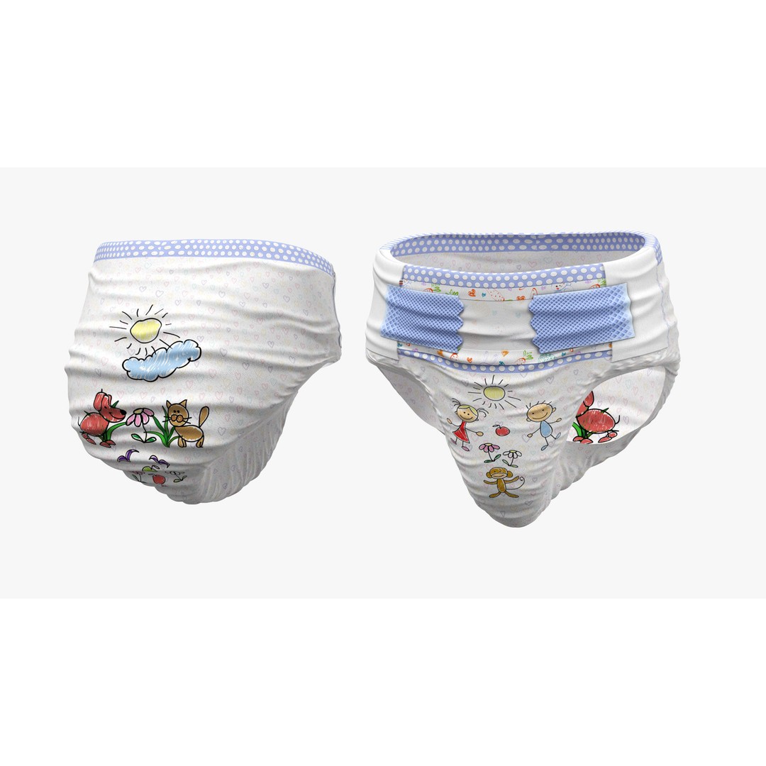 Boy Aged 1 Year in Diaper A-Pose 3D Model – High-Quality Character Asset, PBR - View 13
