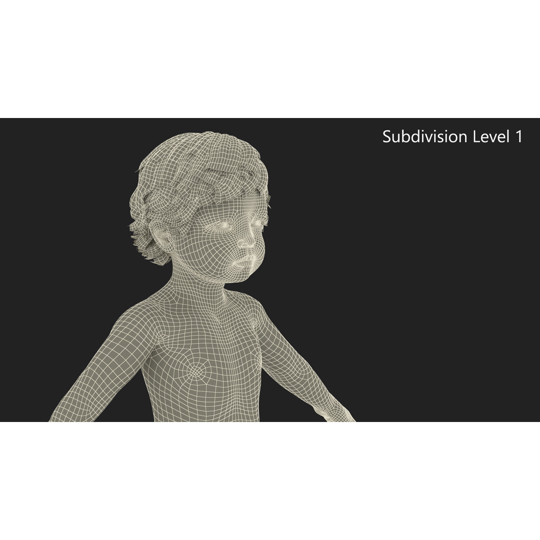 Boy Aged 1 Year in Diaper A-Pose 3D Model – High-Quality Character Asset, PBR - View 16