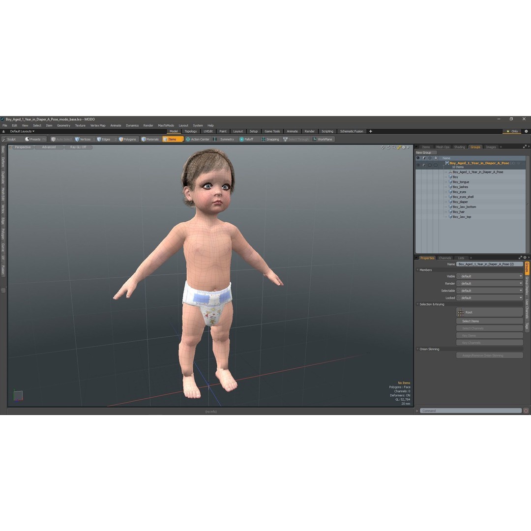 Boy Aged 1 Year in Diaper A-Pose 3D Model – High-Quality Character Asset, PBR - View 21