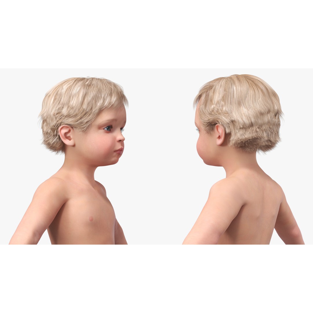 Boy Aged 1 Year in Diaper A-Pose 3D Model – High-Quality Character Asset, PBR - View 8