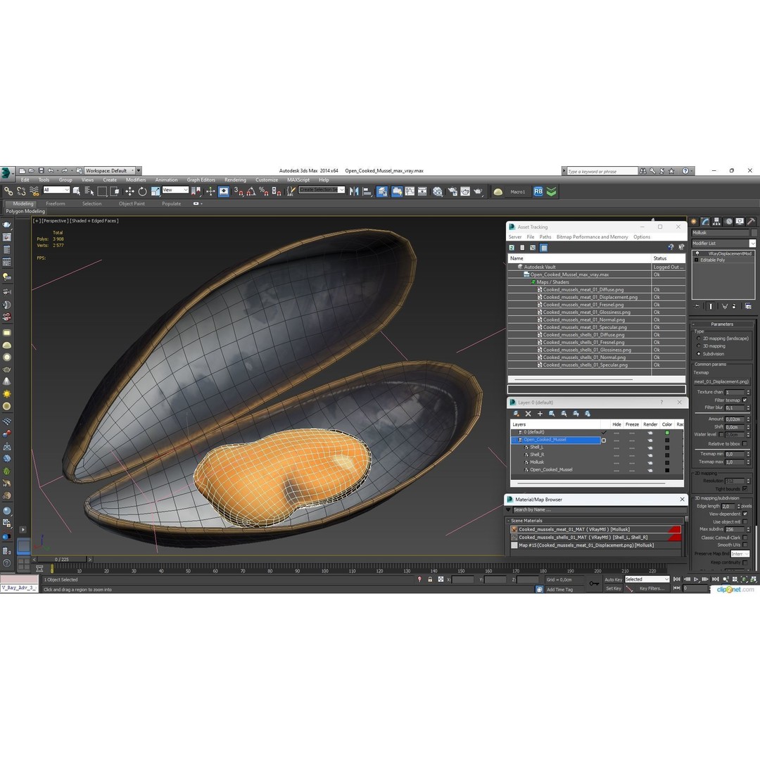 Open Cooked Mussel 3D Model – High Quality PBR Asset, FBX, OBJ - View 21