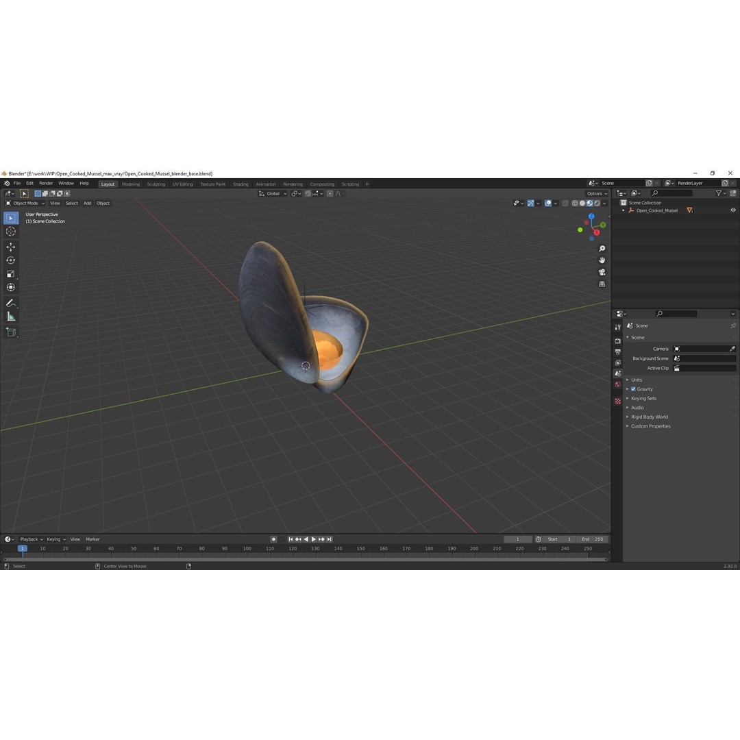 Open Cooked Mussel 3D Model – High Quality PBR Asset, FBX, OBJ - View 22