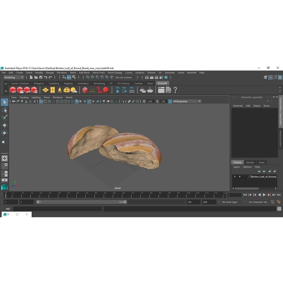Broken Loaf of Round Bread 3D Model – High Quality PBR Asset, FBX, OBJ - View 15
