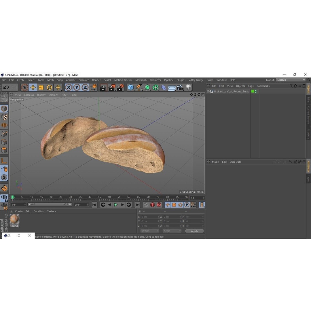 Broken Loaf of Round Bread 3D Model – High Quality PBR Asset, FBX, OBJ - View 18