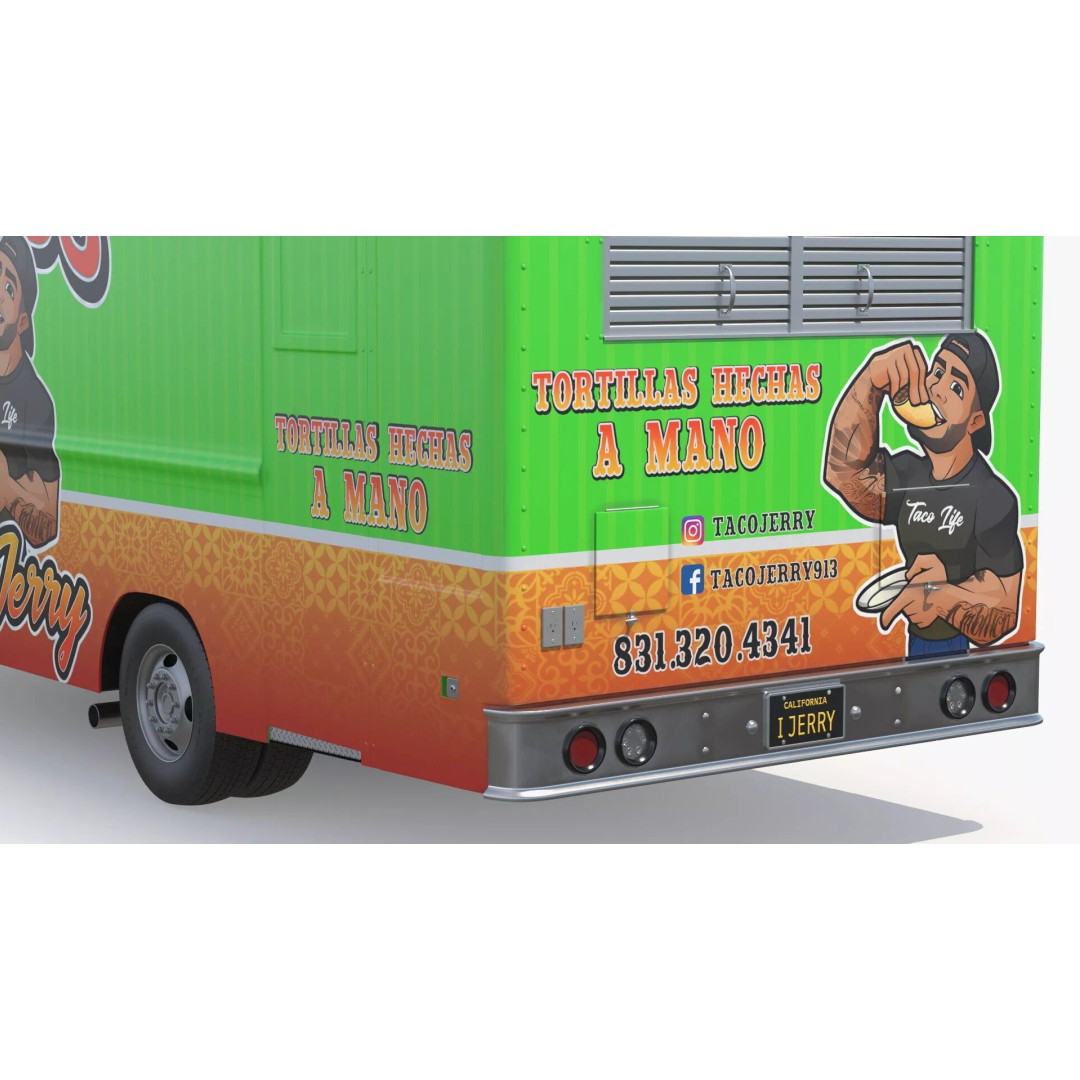 Food Van El Jerry Taco 3D Model – PBR Textured Catering Truck, FBX - View 10