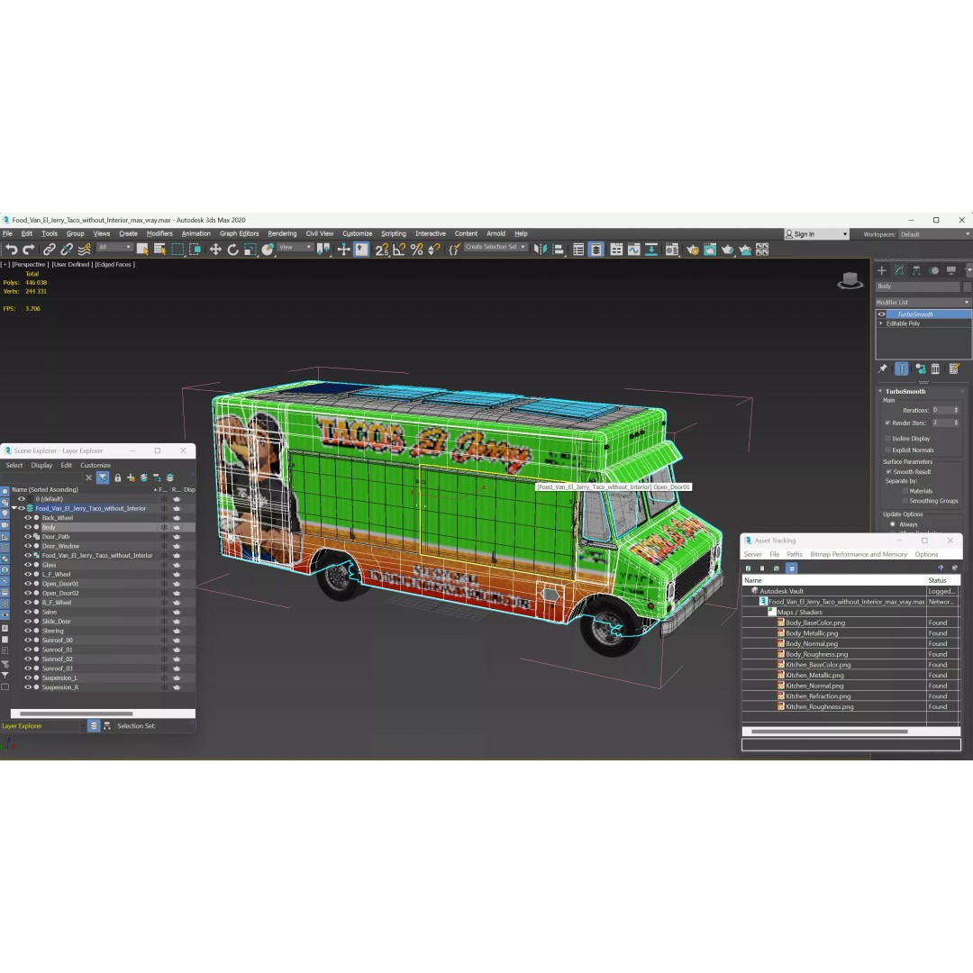 Food Van El Jerry Taco 3D Model – PBR Textured Catering Truck, FBX - View 17