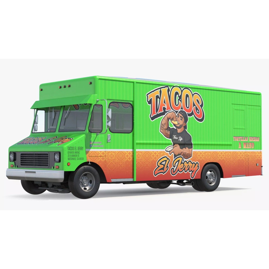 Food Van El Jerry Taco 3D Model – PBR Textured Catering Truck, FBX - View 2