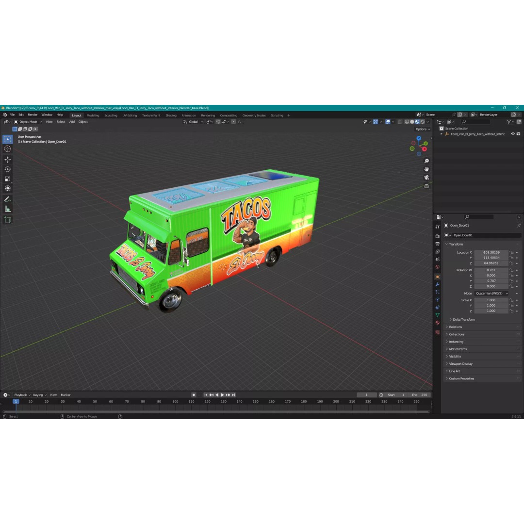 Food Van El Jerry Taco 3D Model – PBR Textured Catering Truck, FBX - View 24