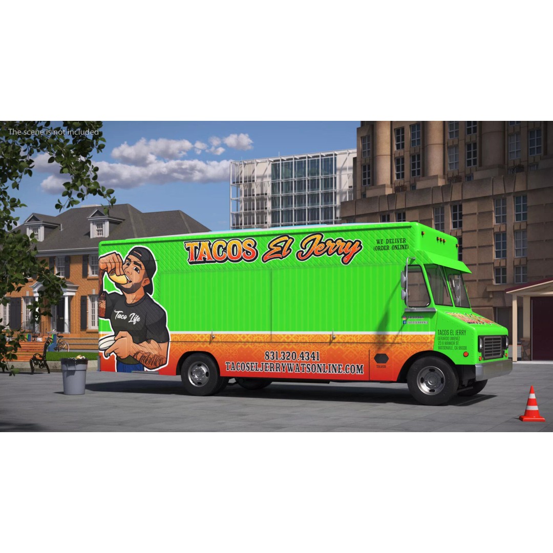 Food Van El Jerry Taco 3D Model – PBR Textured Catering Truck, FBX - View 3