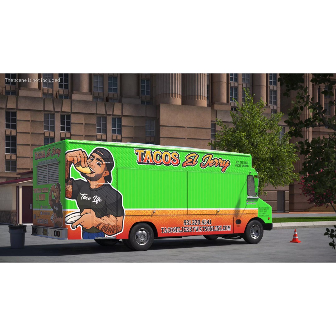 Food Van El Jerry Taco 3D Model – PBR Textured Catering Truck, FBX - View 4