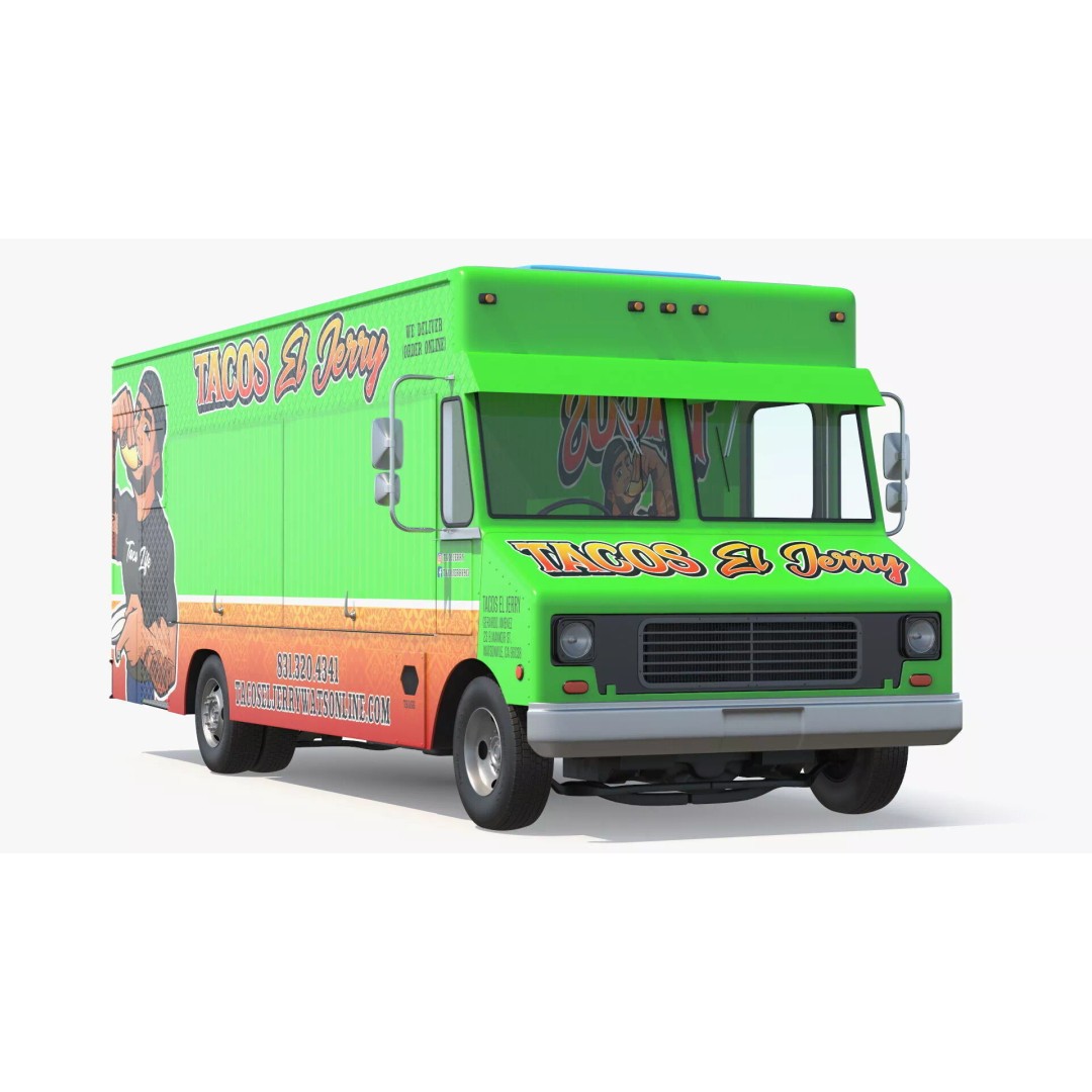 Food Van El Jerry Taco 3D Model – PBR Textured Catering Truck, FBX - View 6