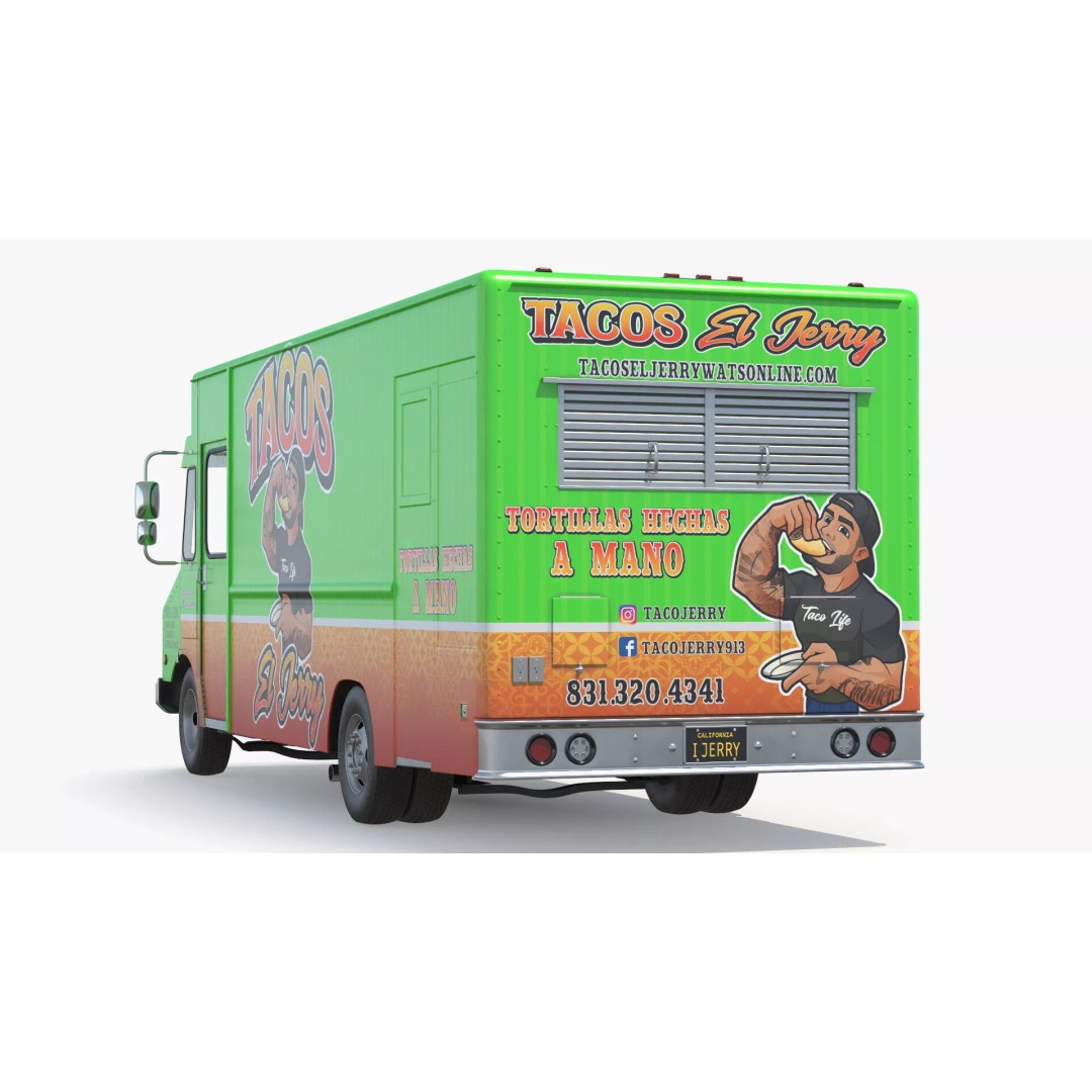 Food Van El Jerry Taco 3D Model – PBR Textured Catering Truck, FBX - View 7