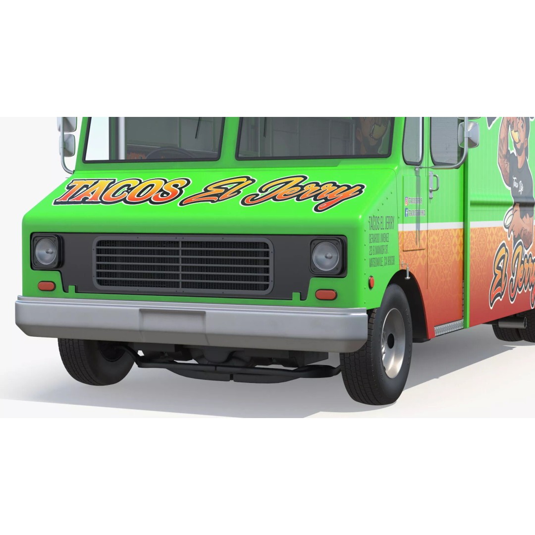 Food Van El Jerry Taco 3D Model – PBR Textured Catering Truck, FBX - View 8