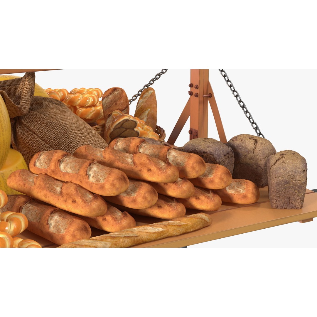 Market Stall Cart 3D Model – Medieval Wooden Vehicle, PBR Textures, FBX - View 11