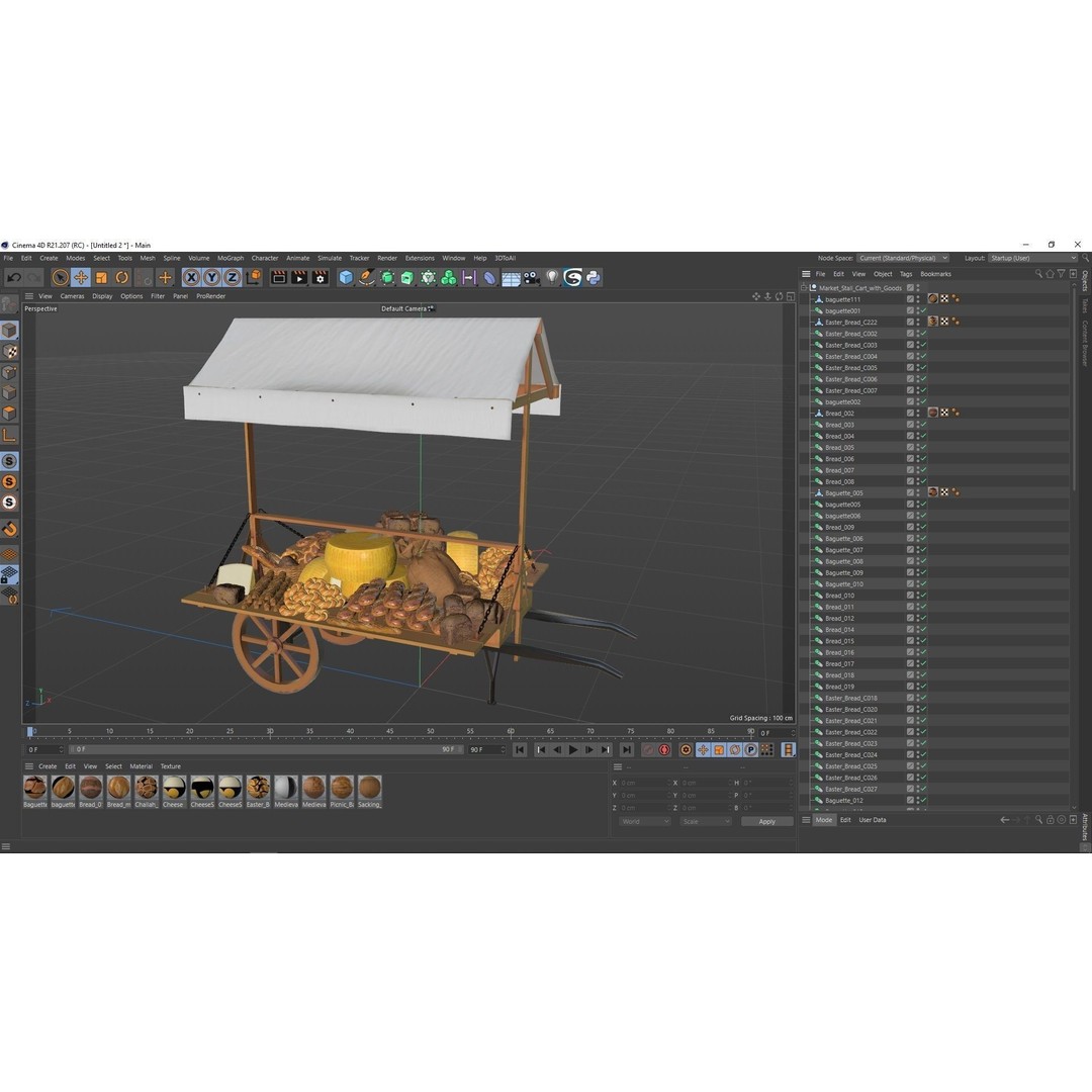 Market Stall Cart 3D Model – Medieval Wooden Vehicle, PBR Textures, FBX - View 26