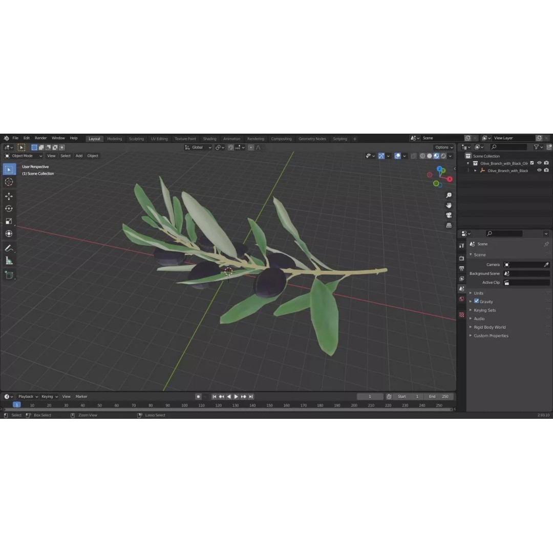 Olive Branch 3D Model – High Poly PBR Asset for Realistic Rendering - View 19