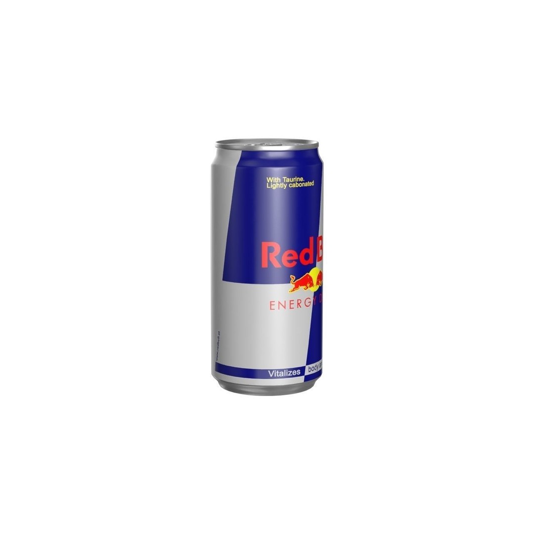 Red Bull Drink Can 3D Model – Low Poly PBR Beverage Asset, FBX, OBJ - View 3
