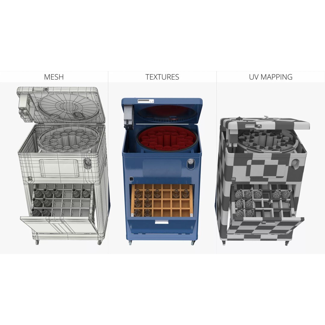Retro Soda Dispenser 3D Model – Vintage Cooler with Bottles, FBX - View 12