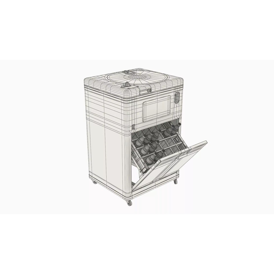 Retro Soda Dispenser 3D Model – Vintage Cooler with Bottles, FBX - View 15
