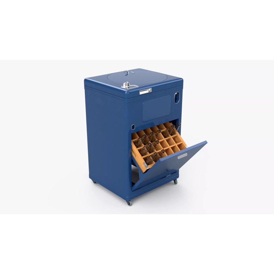 Retro Soda Dispenser 3D Model – Vintage Cooler with Bottles, FBX - View 2