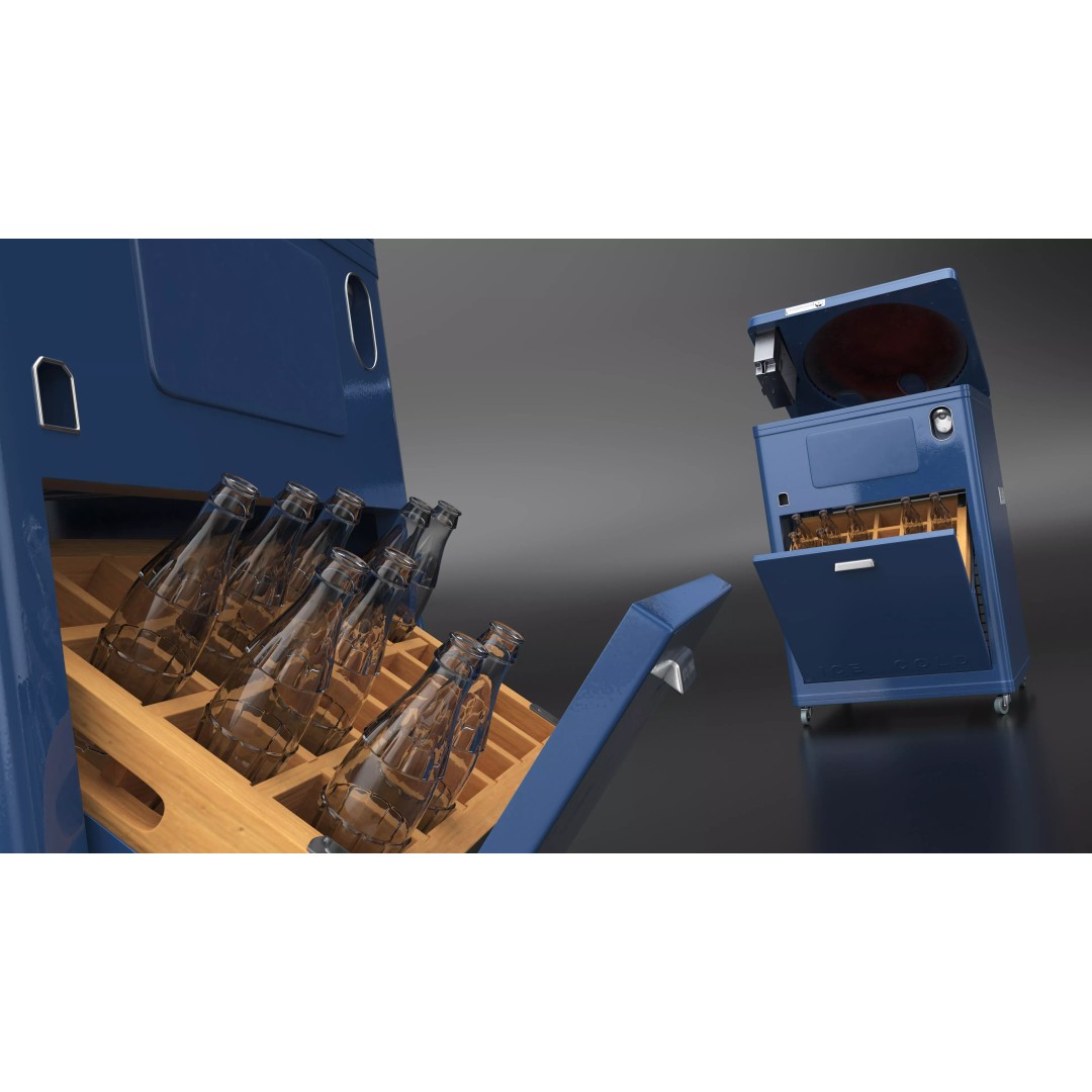 Retro Soda Dispenser 3D Model – Vintage Cooler with Bottles, FBX - View 4