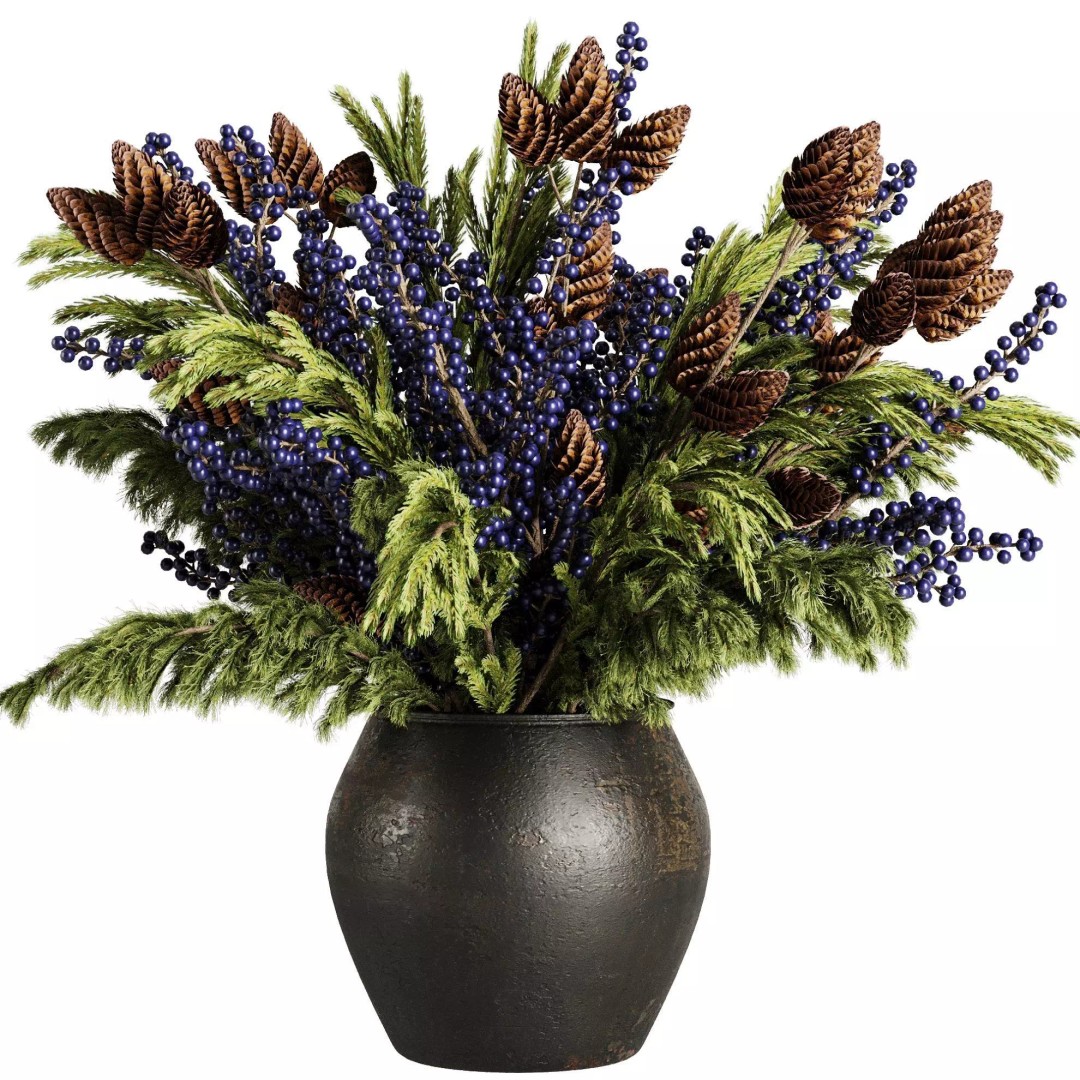 Christmas Bouquet 3D Model – Decorative Dry Flowers, FBX, OBJ - View 2